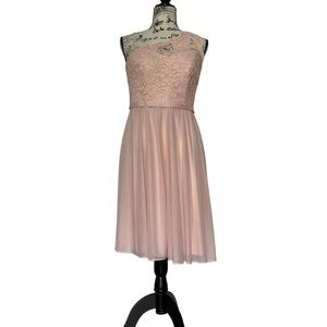 David’s Bridal Pink One Shoulder Dress Size 8